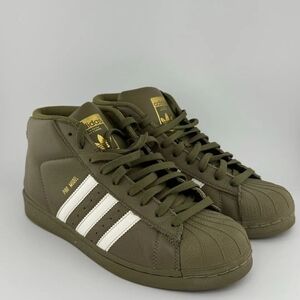 Adidas Mens  Olive, gold and white Pro model high tops